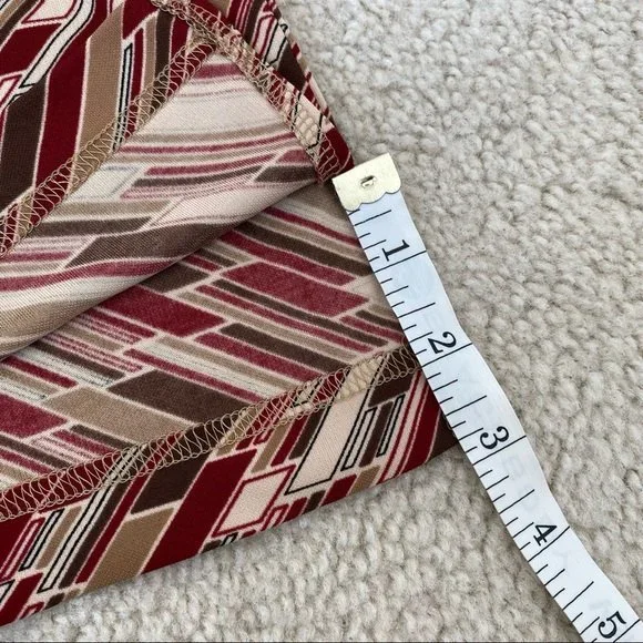 Mossimo Retro Print Shirt Dress size 6 Red Brown pattern 70s vibe - Picture 14 of 14